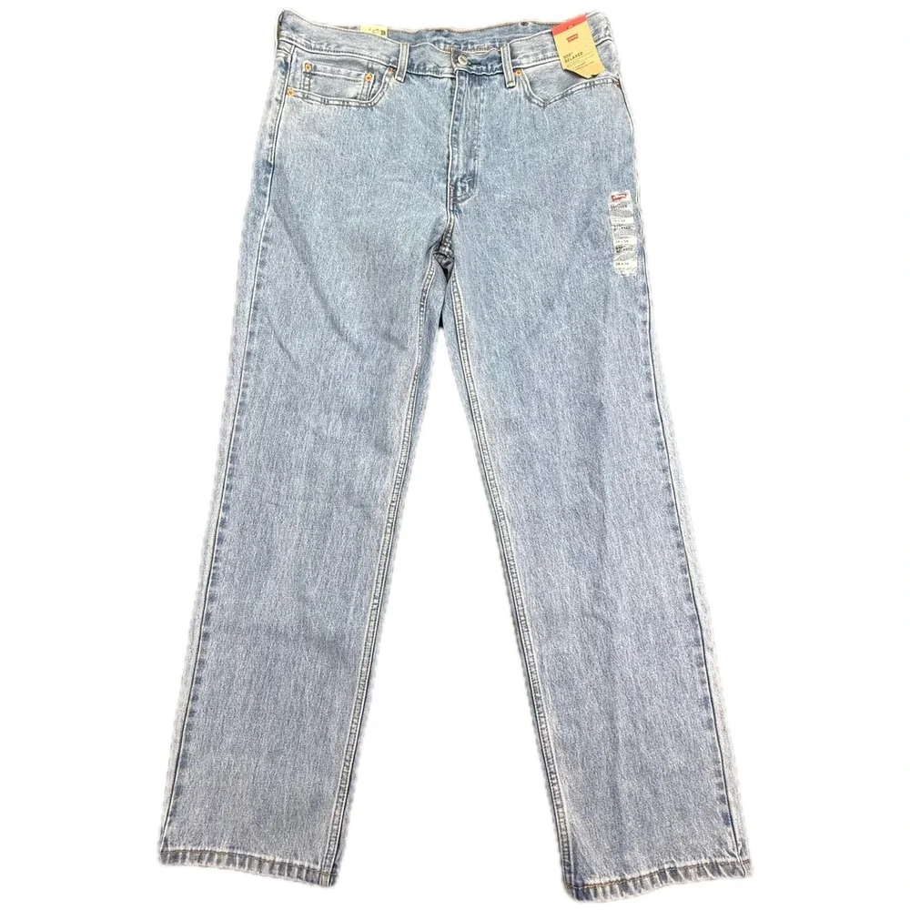 Levi's 550 Relaxed Fit Mens 38x34 Light Wash Blue Denim Jeans 100% Cotton